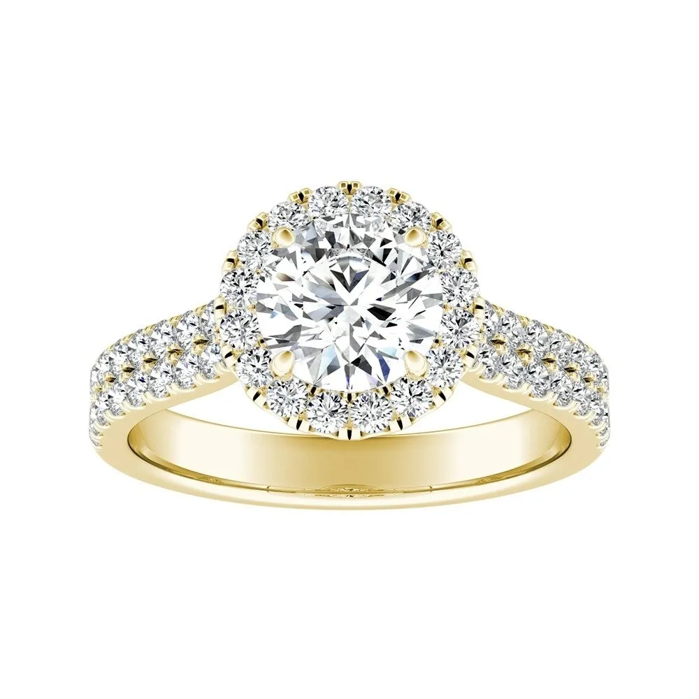 Auriya 1ct Round Moissanite Halo Diamond Engagement Ring 1/2ctw 14k Gold sold by Zulily product image thumbnail 2
