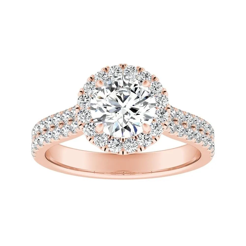Auriya 1ct Round Moissanite Halo Diamond Engagement Ring 1/2ctw 14k Gold sold by Zulily product image thumbnail 3