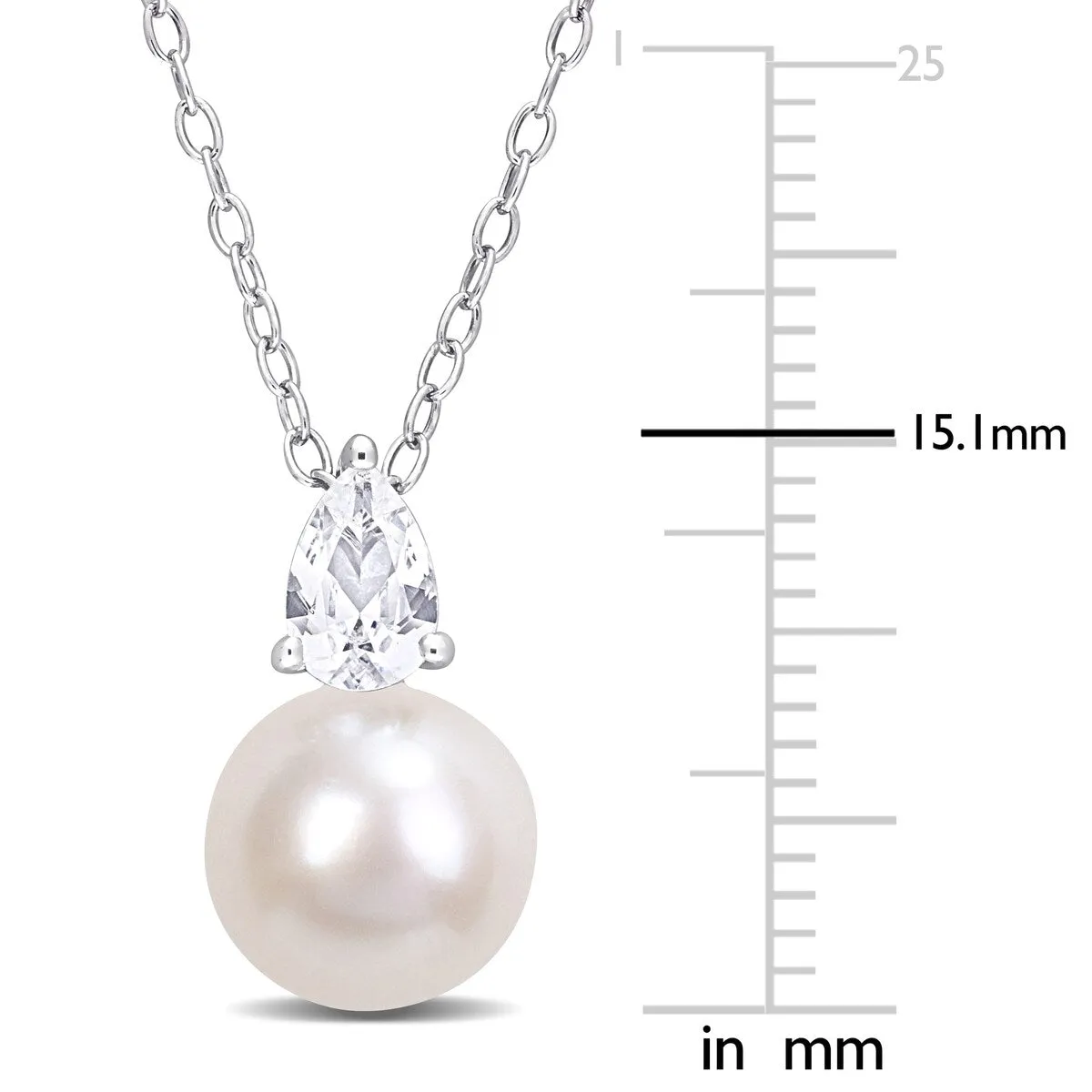 Miadora 8.5-9mm White Cultured Freshwater Pearl and 5/8ct TGW Created White Sapphire Necklace in Sterling Silver sold by Zulily product image thumbnail 2