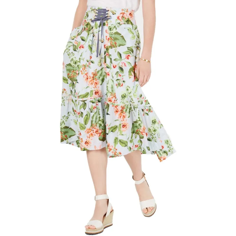Tommy Hilfiger Women's Floral Print Lace up Cornell Skirt Orange Size 6 sold by Zulily