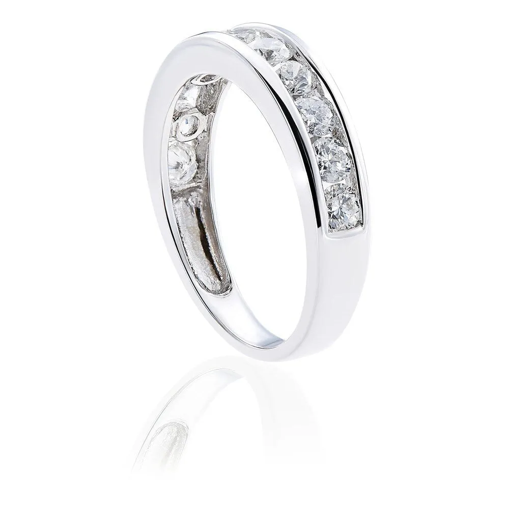 Miadora 14k White Gold Diamond Semi Eternity Wedding Band sold by Zulily product image thumbnail 5