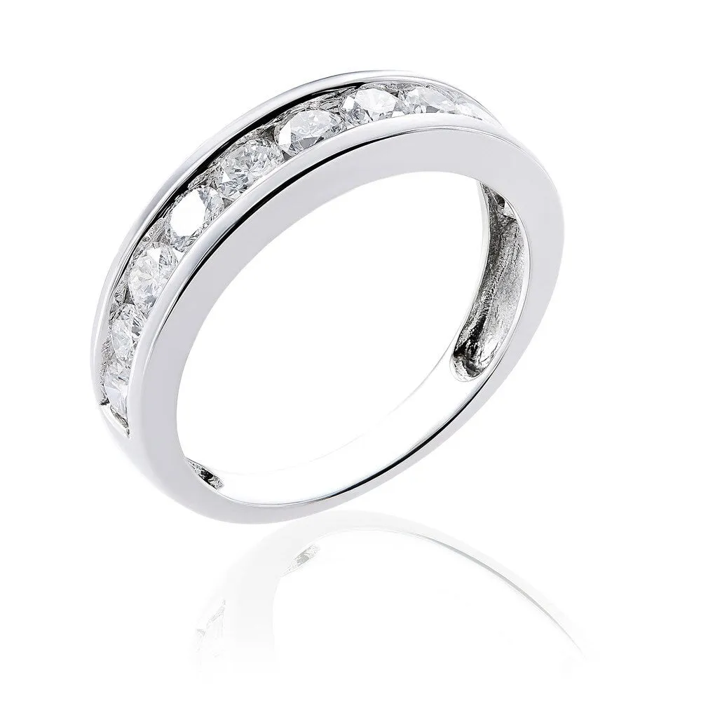 Miadora 14k White Gold Diamond Semi Eternity Wedding Band sold by Zulily product image thumbnail 4