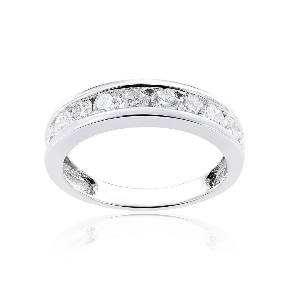 Miadora 14k White Gold Diamond Semi Eternity Wedding Band sold by Zulily