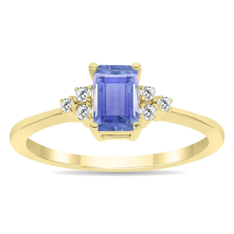 Tanzanite and Diamond Regal Ring in 10k Yellow Gold sold by Zulily