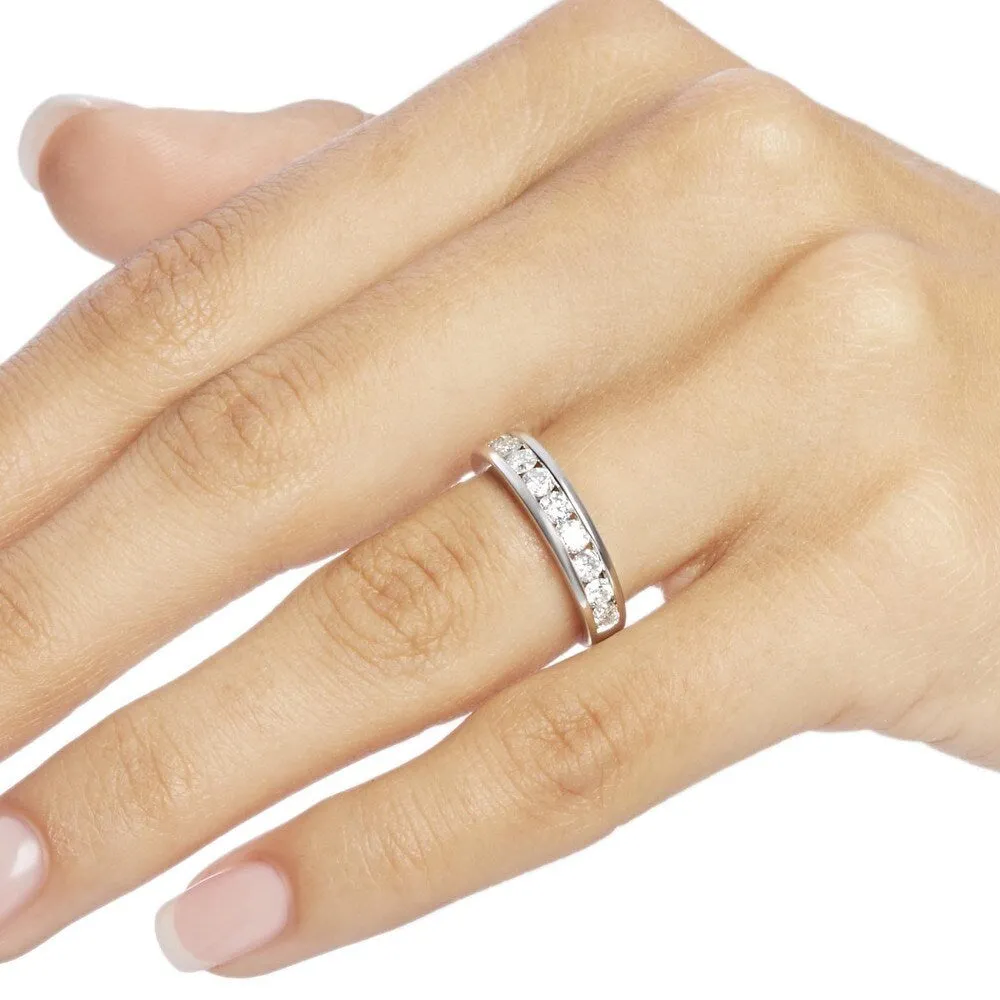 Miadora 14k White Gold Diamond Semi Eternity Wedding Band sold by Zulily product image thumbnail 3