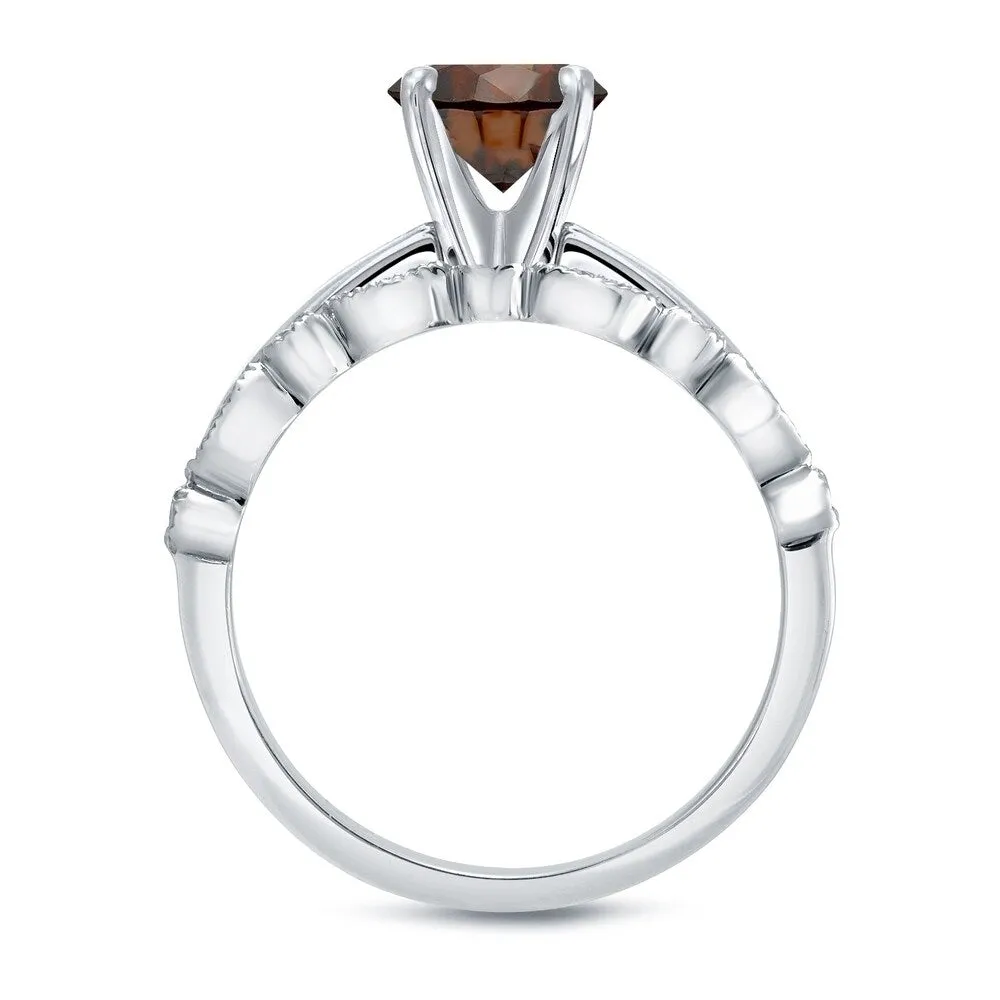 Auriya Vintage Stackable 1ctw Solitaire Brown Diamond Engagement Ring Set 14K Gold sold by Zulily product image thumbnail 4