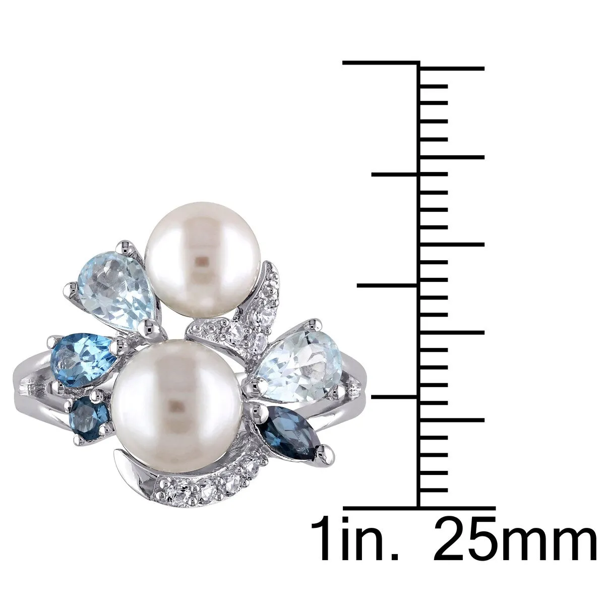 6-8 MM Cultured FW Pearl and Multi-Gemstone Cocktail Ring in Sterling Silver by Miadora sold by Zulily product image thumbnail 5