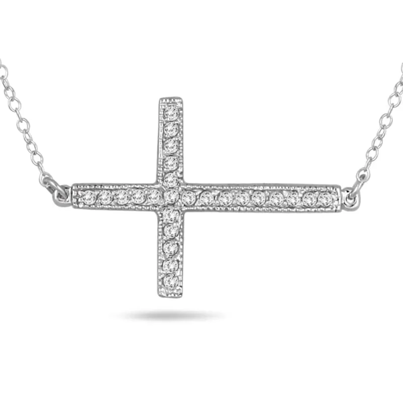 1/4 Carat TW Diamond Cross Pendant in 10K White Gold sold by Zulily