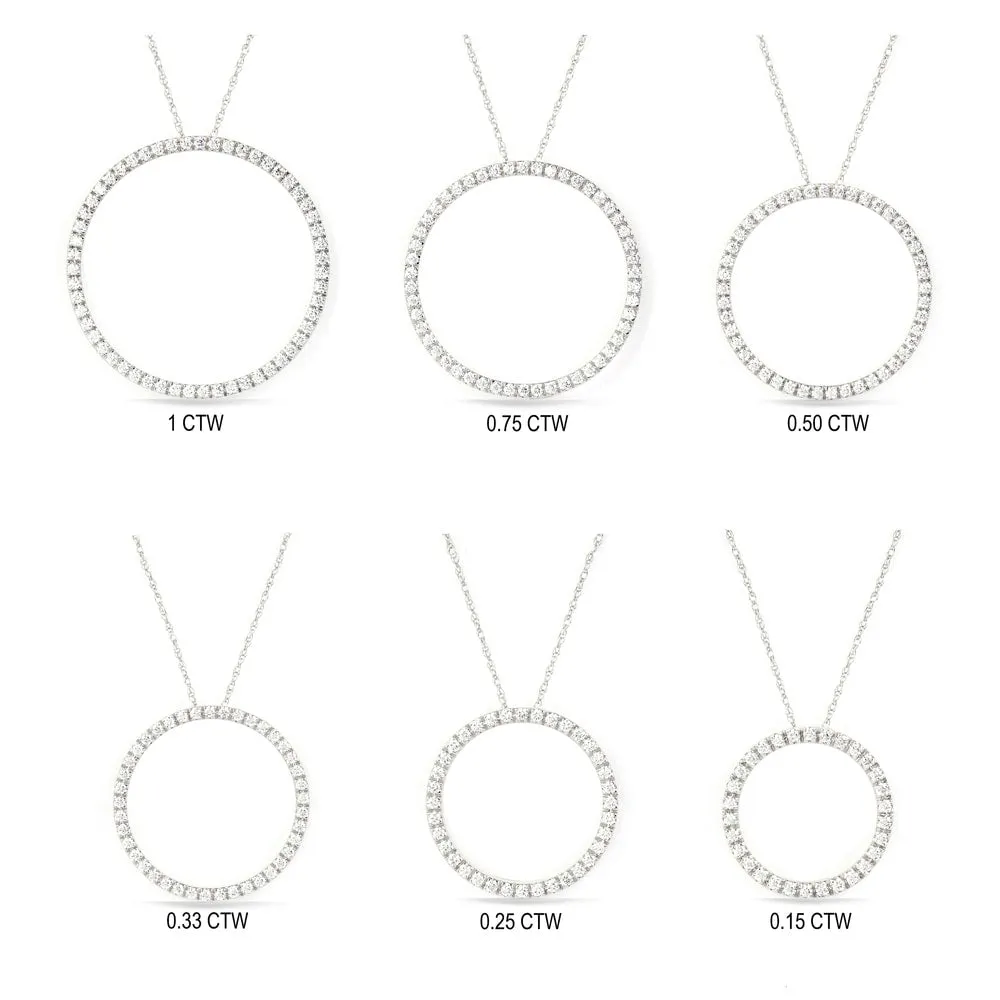 1/6ct - 1ct TDW Diamond Open Circle Necklace in 14k Gold by De Couer sold by Zulily