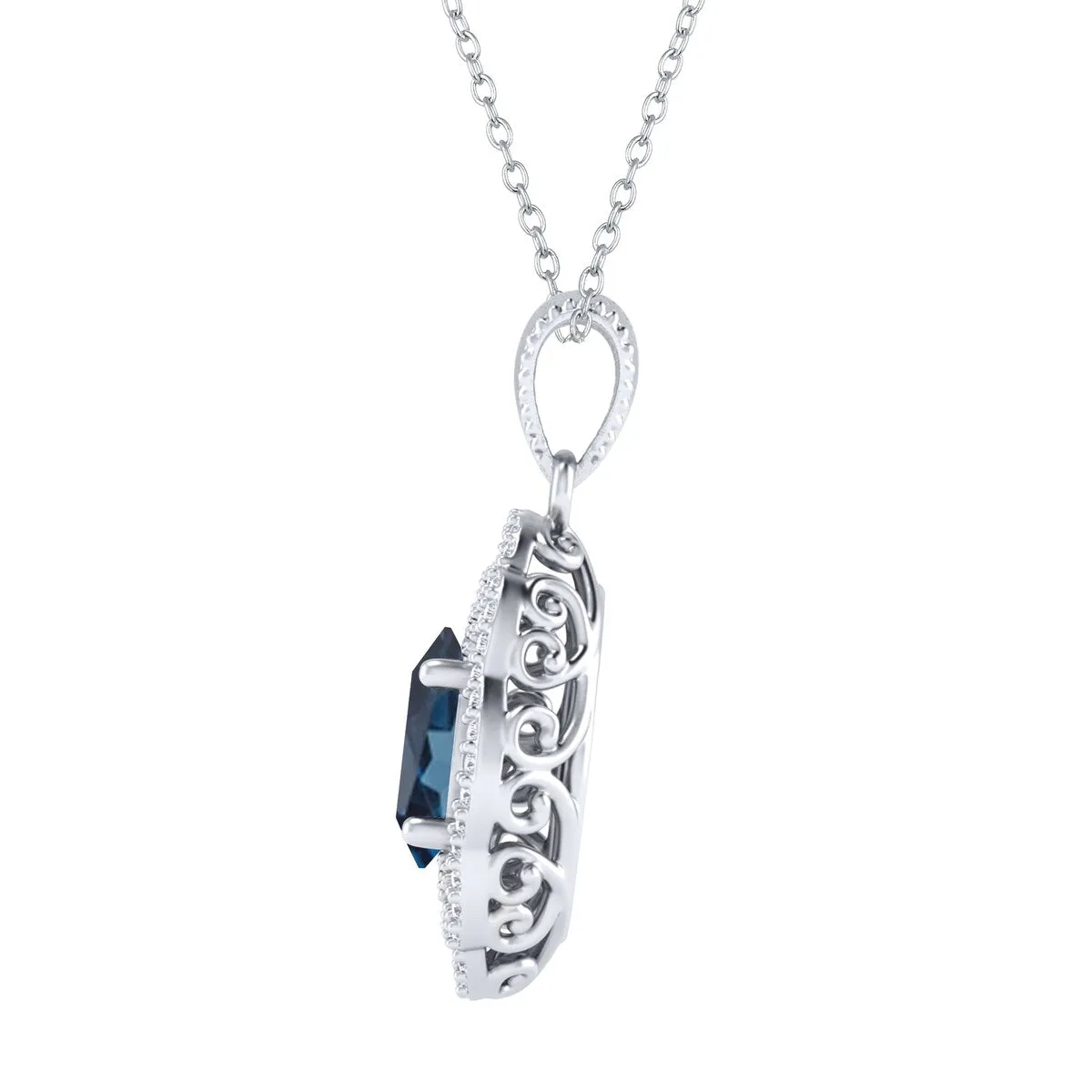 Sterling Silver London Blue Topaz & White Topaz Drop Pendant-18" Chain sold by Zulily product image thumbnail 3