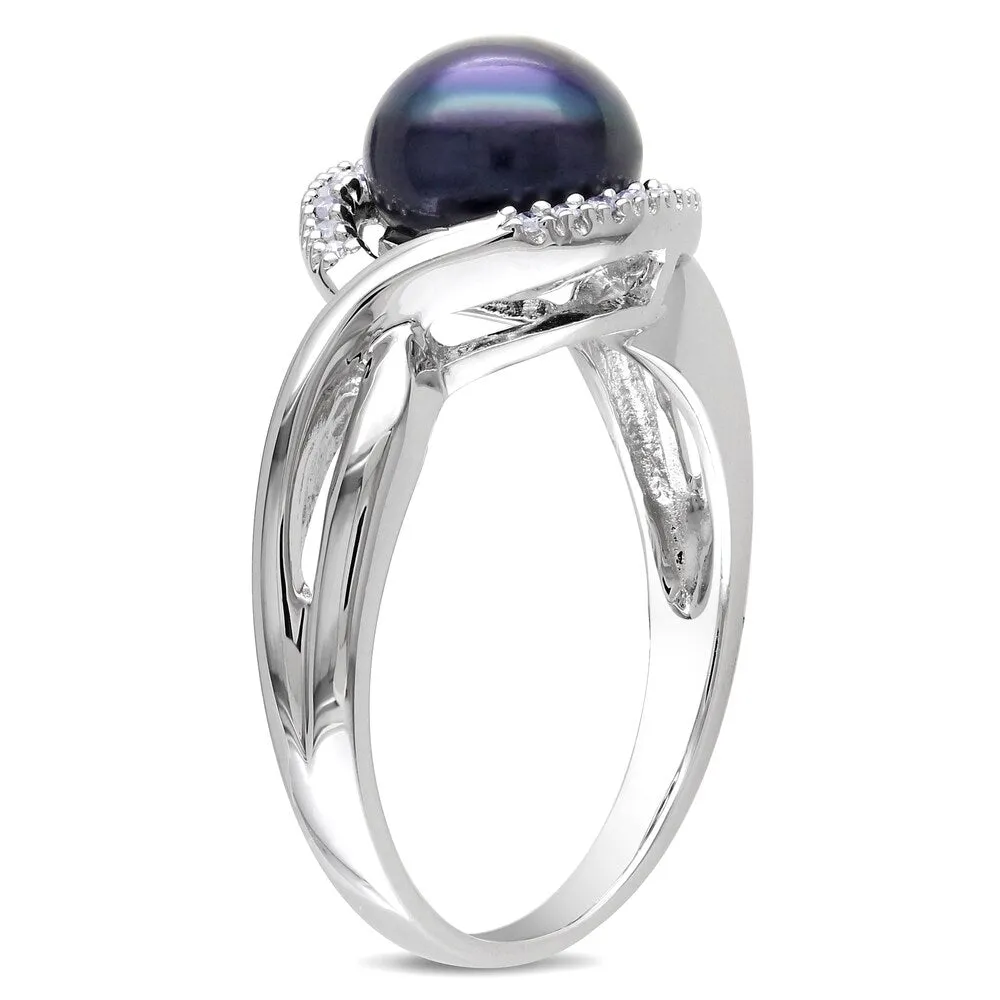 Miadora Sterling Silver Culltured Freshwater Black Pearl and Diamond Ring sold by Zulily product image thumbnail 2
