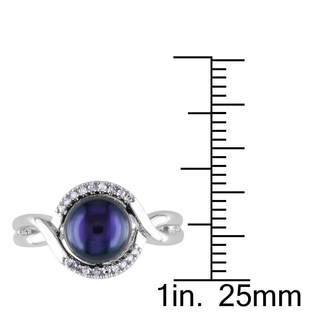 Miadora Sterling Silver Culltured Freshwater Black Pearl and Diamond Ring sold by Zulily product image thumbnail 3