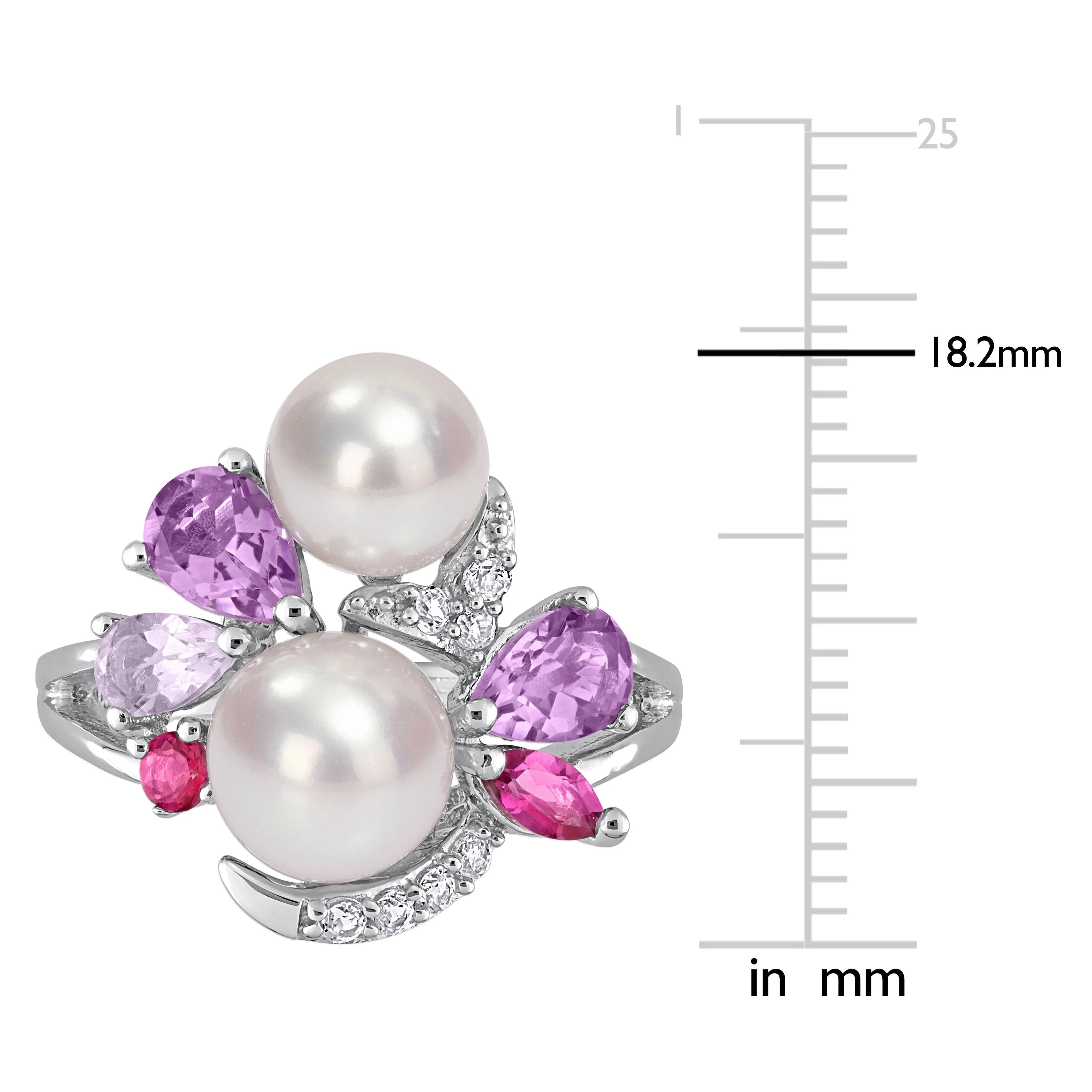 Miadora Cultured Freshwater Pearl and 1 3/8ct TGW Multi-Gemstone Cocktail Ring in Sterling Silver sold by Zulily product image thumbnail 4