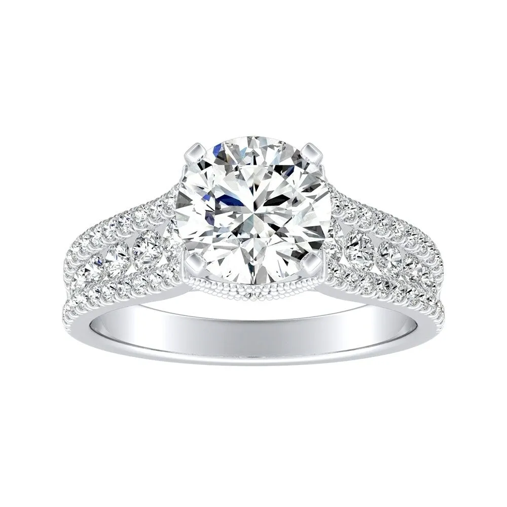 Auriya 14k Gold Vintage 3ct Moissanite and Diamond Engagement Ring 5/8ctw sold by Zulily product image thumbnail 2