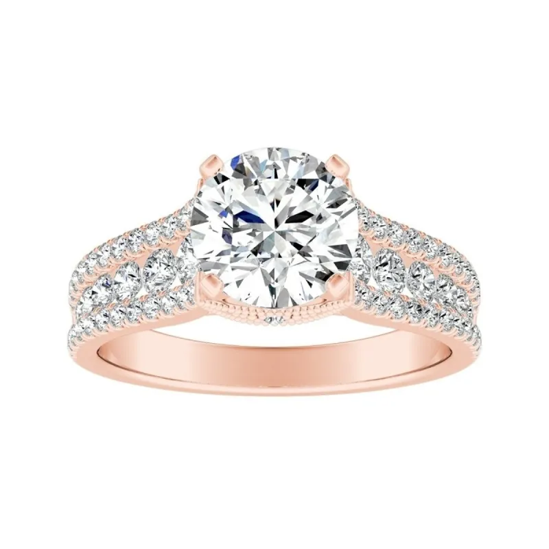 Auriya 14k Gold Vintage 3ct Moissanite and Diamond Engagement Ring 5/8ctw sold by Zulily
