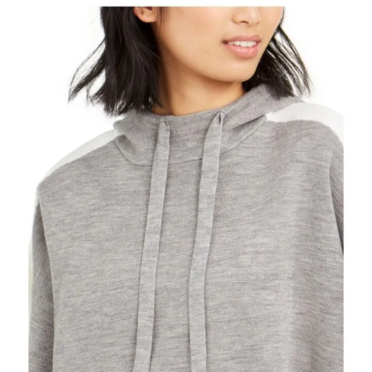 Tommy Hilfiger Women's Colorblock Sweatshirt Hooded Sweater Gray Size Medium sold by Zulily product image thumbnail 2