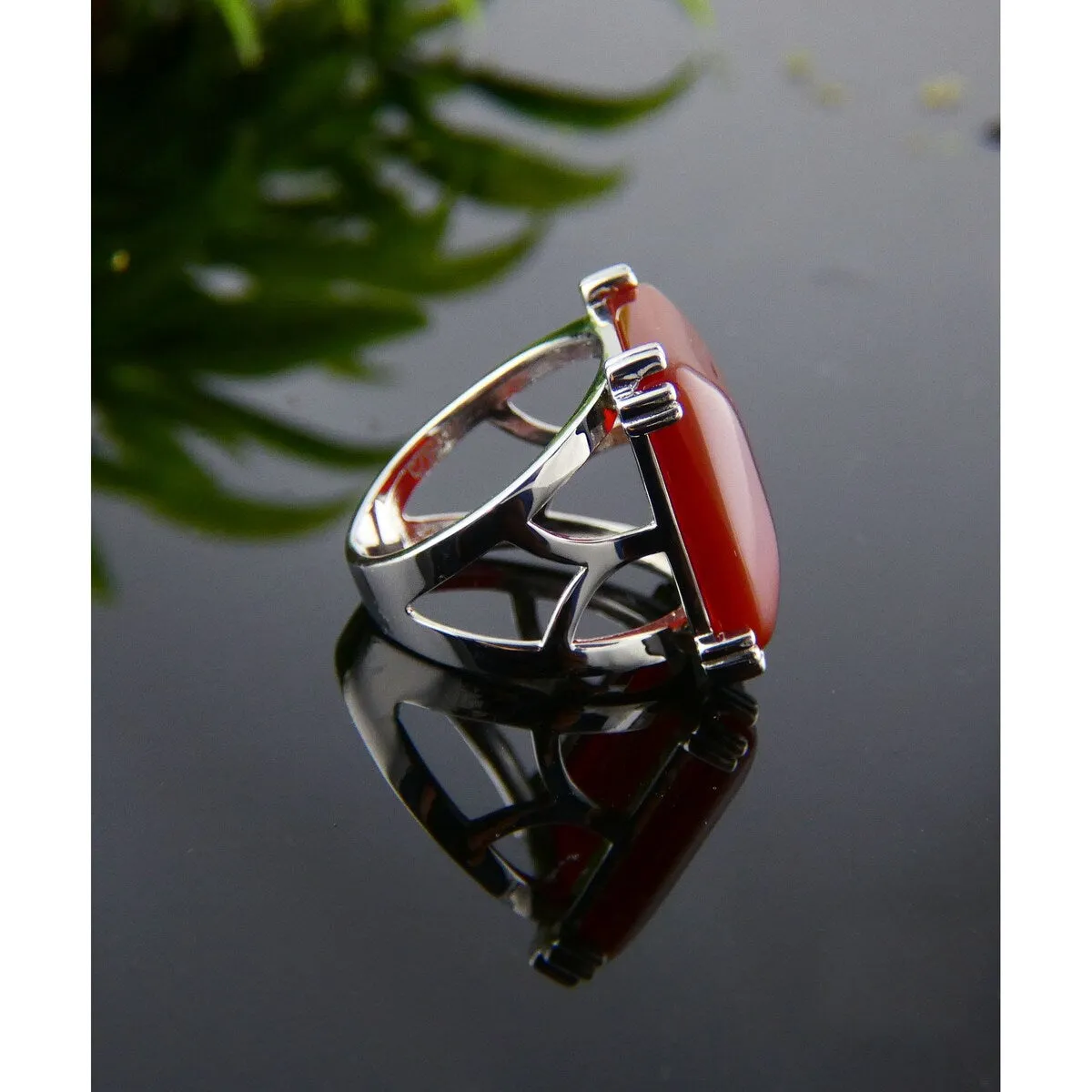 Vera & Co. Sterling Silver Red Carnelian Square Statement Ring sold by Zulily
