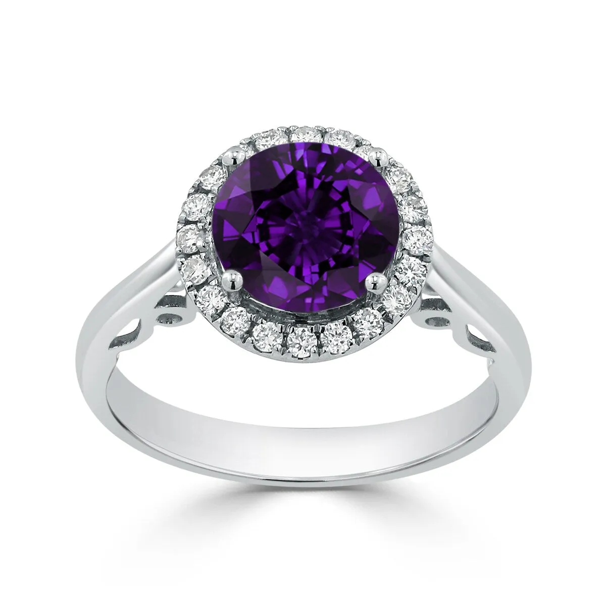 Auriya 1 1/2ct Round Purple Amethyst and Halo Diamond Engagement Ring 1/4ctw 14k Gold sold by Zulily product image thumbnail 3