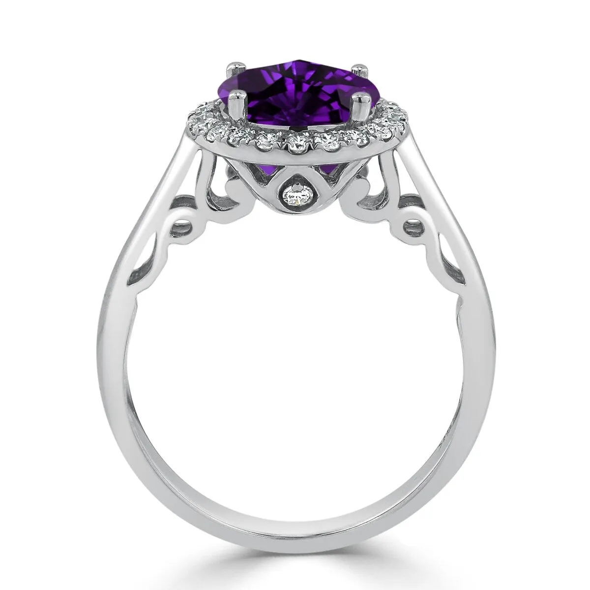 Auriya 1 1/2ct Round Purple Amethyst and Halo Diamond Engagement Ring 1/4ctw 14k Gold sold by Zulily product image thumbnail 5