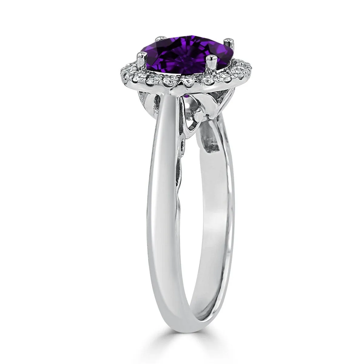 Auriya 1 1/2ct Round Purple Amethyst and Halo Diamond Engagement Ring 1/4ctw 14k Gold sold by Zulily product image thumbnail 4