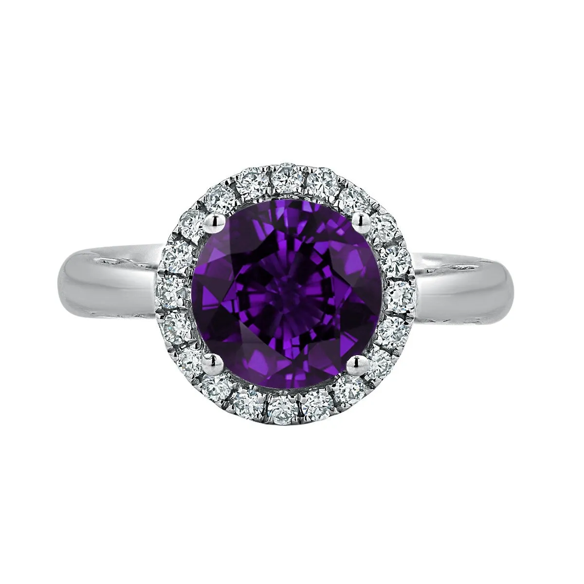 Auriya 1 1/2ct Round Purple Amethyst and Halo Diamond Engagement Ring 1/4ctw 14k Gold sold by Zulily product image thumbnail 2