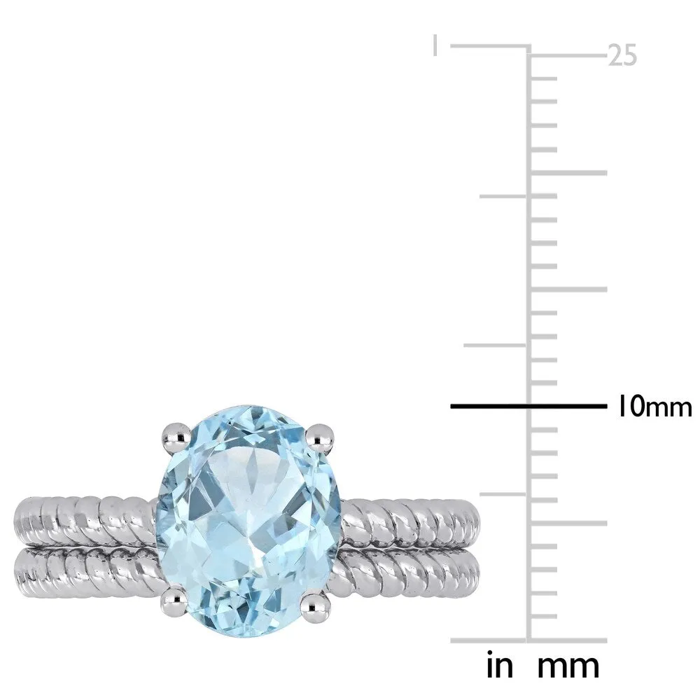 Miadora 14k White Gold Aquamarine Solitaire Twisted Bridal Ring set sold by Zulily product image thumbnail 4