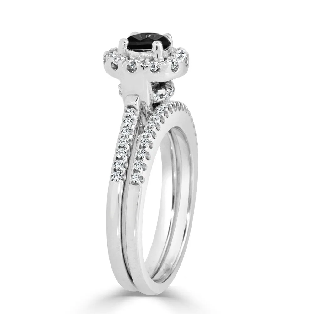 Auriya 3/4ctw Halo Black Diamond Engagement Ring and Wedding Band Set 14k Gold sold by Zulily product image thumbnail 5