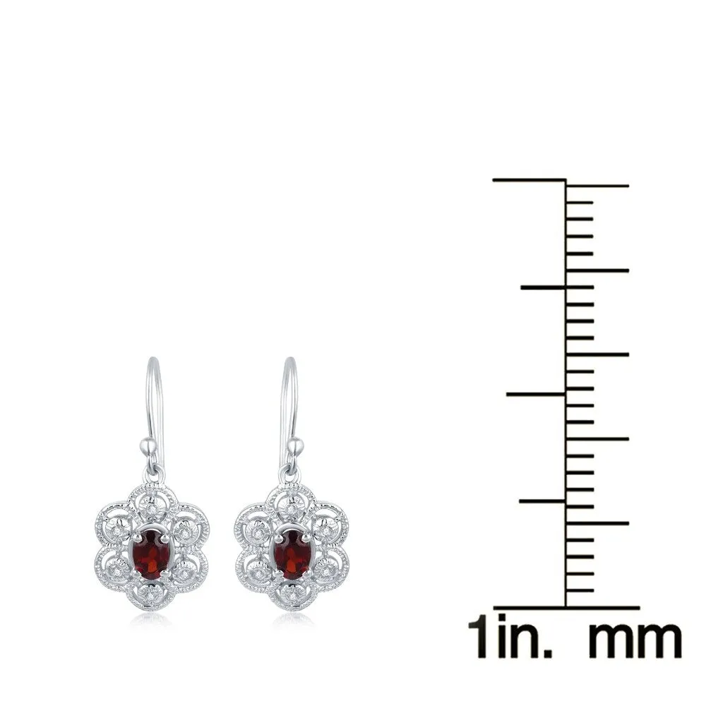 Sterling Silver with Natural Garnet and White Topaz Dangle Earring sold by Zulily product image thumbnail 3