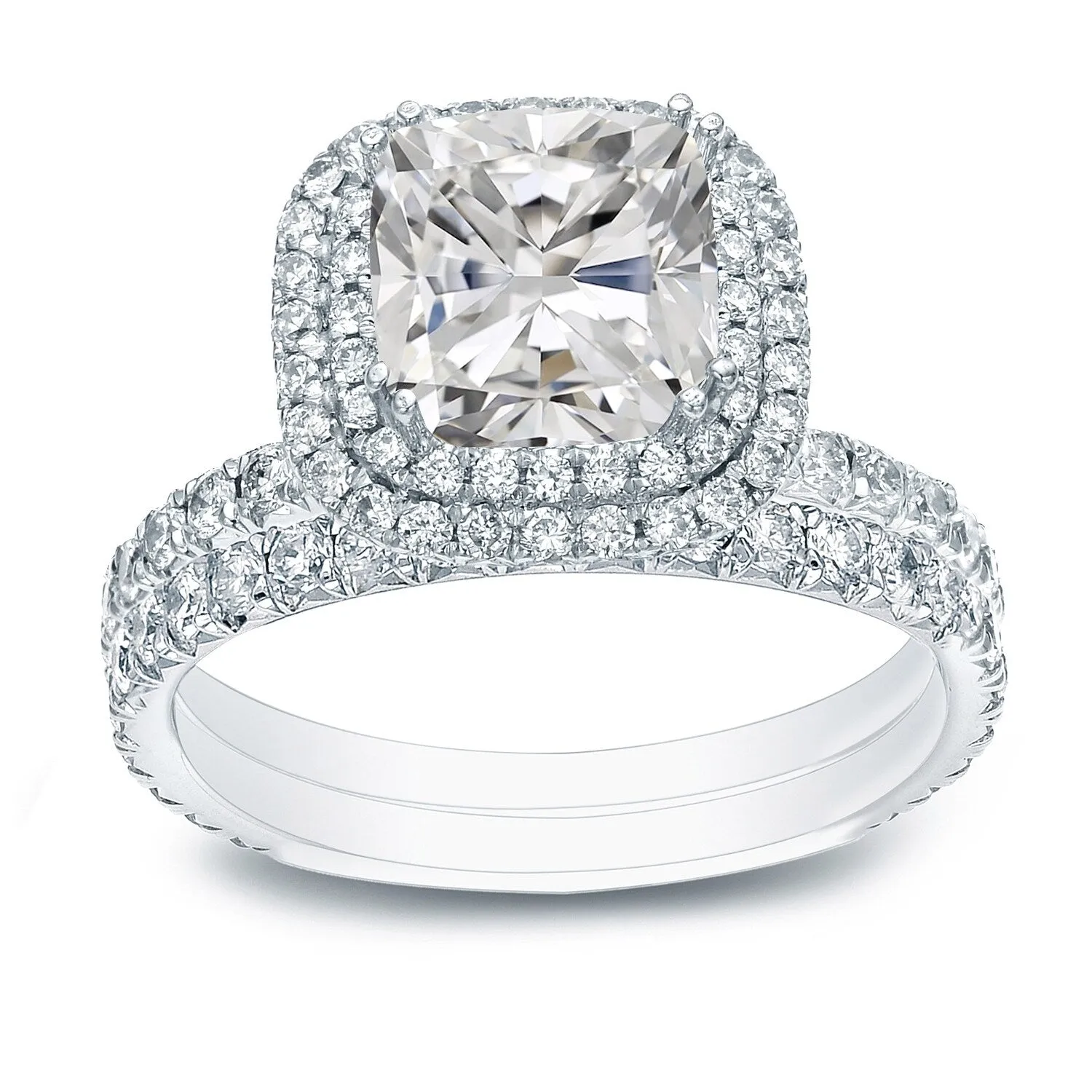 Auriya 2ctw Cushion-cut Halo Diamond Engagement Ring Set 14k Gold Certified sold by Zulily