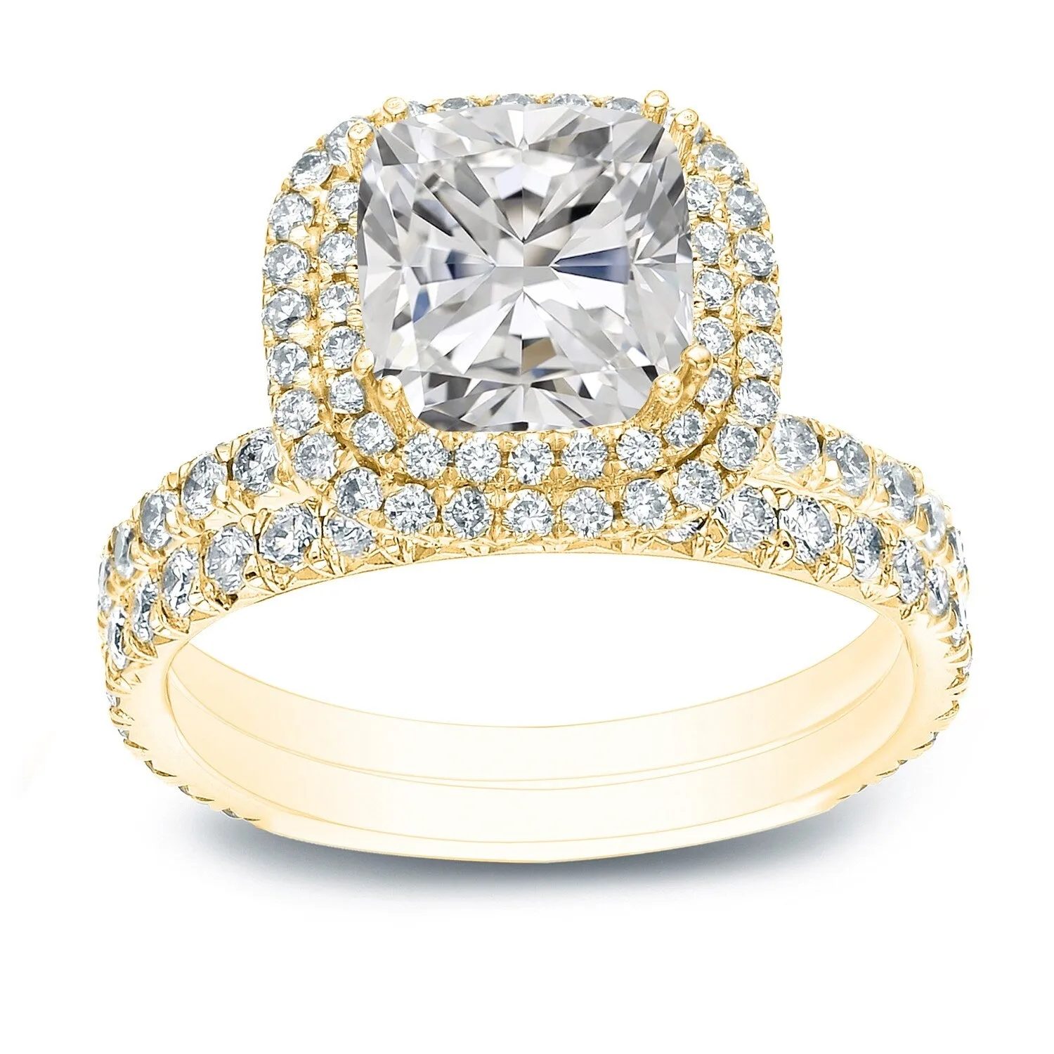 Auriya 2ctw Cushion-cut Halo Diamond Engagement Ring Set 14k Gold Certified sold by Zulily product image thumbnail 2