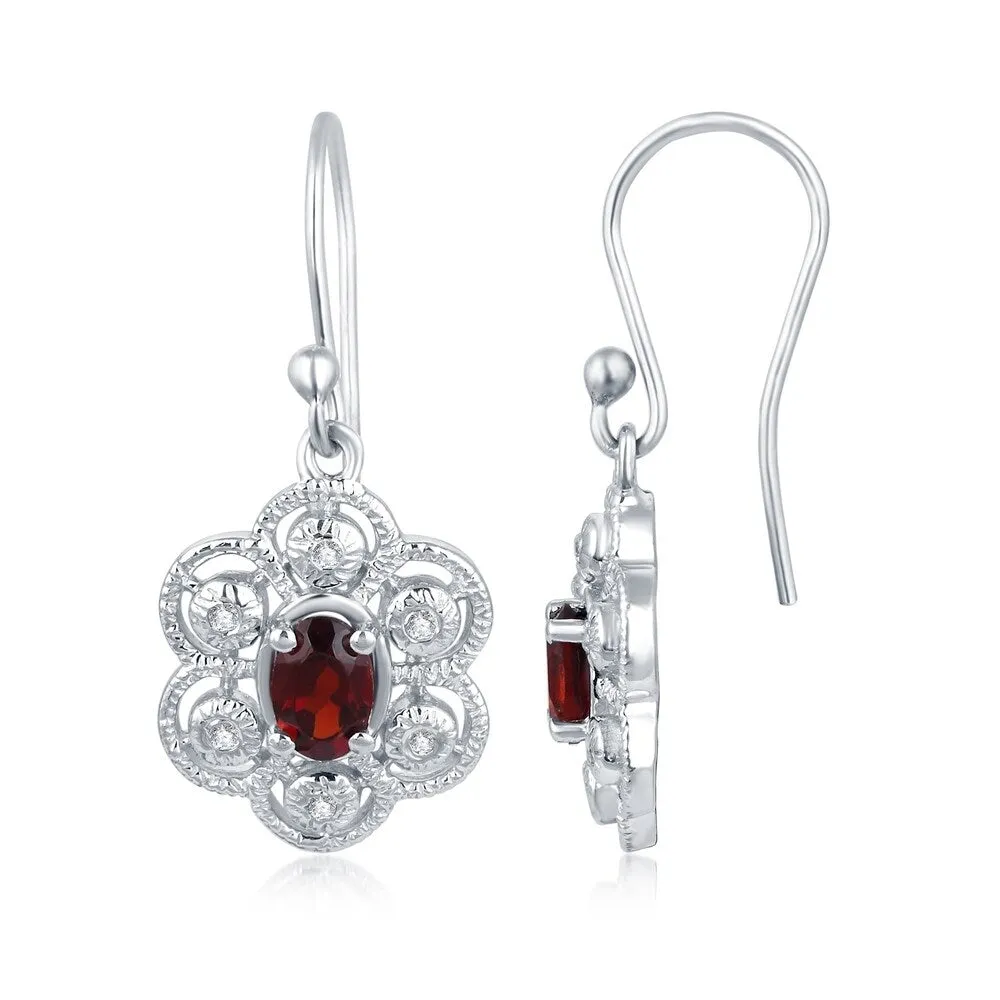 Sterling Silver with Natural Garnet and White Topaz Dangle Earring sold by Zulily