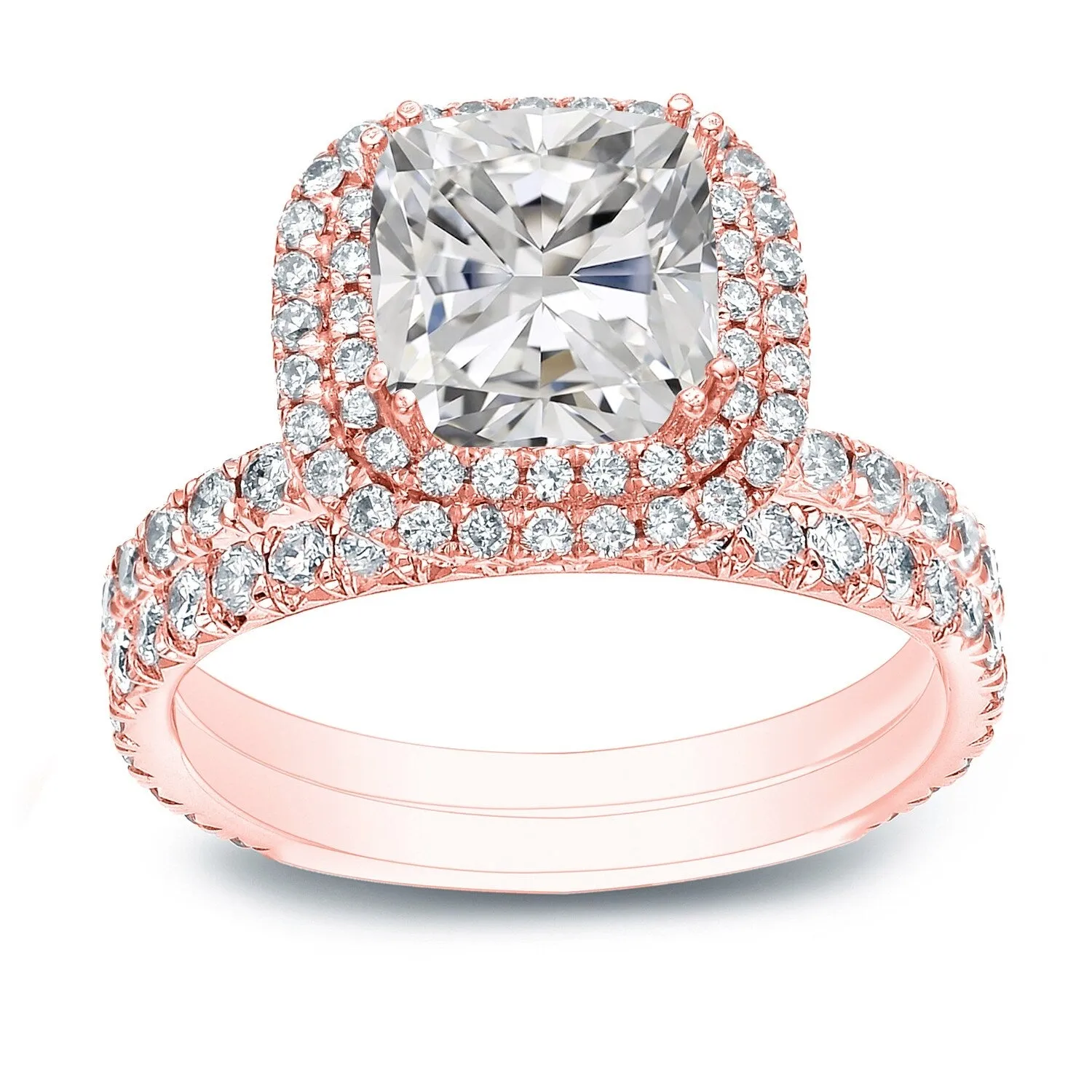 Auriya 2ctw Cushion-cut Halo Diamond Engagement Ring Set 14k Gold Certified sold by Zulily product image thumbnail 3