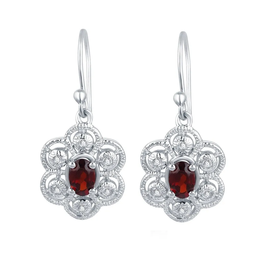 Sterling Silver with Natural Garnet and White Topaz Dangle Earring sold by Zulily product image thumbnail 2