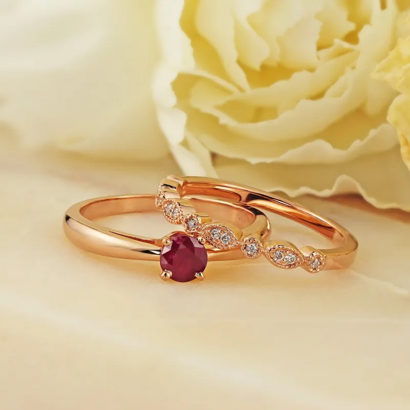 Auriya 14k Gold 1/2ctw Vintage Solitaire Ruby Engagement Ring Set 1/6ctw made by Zulily