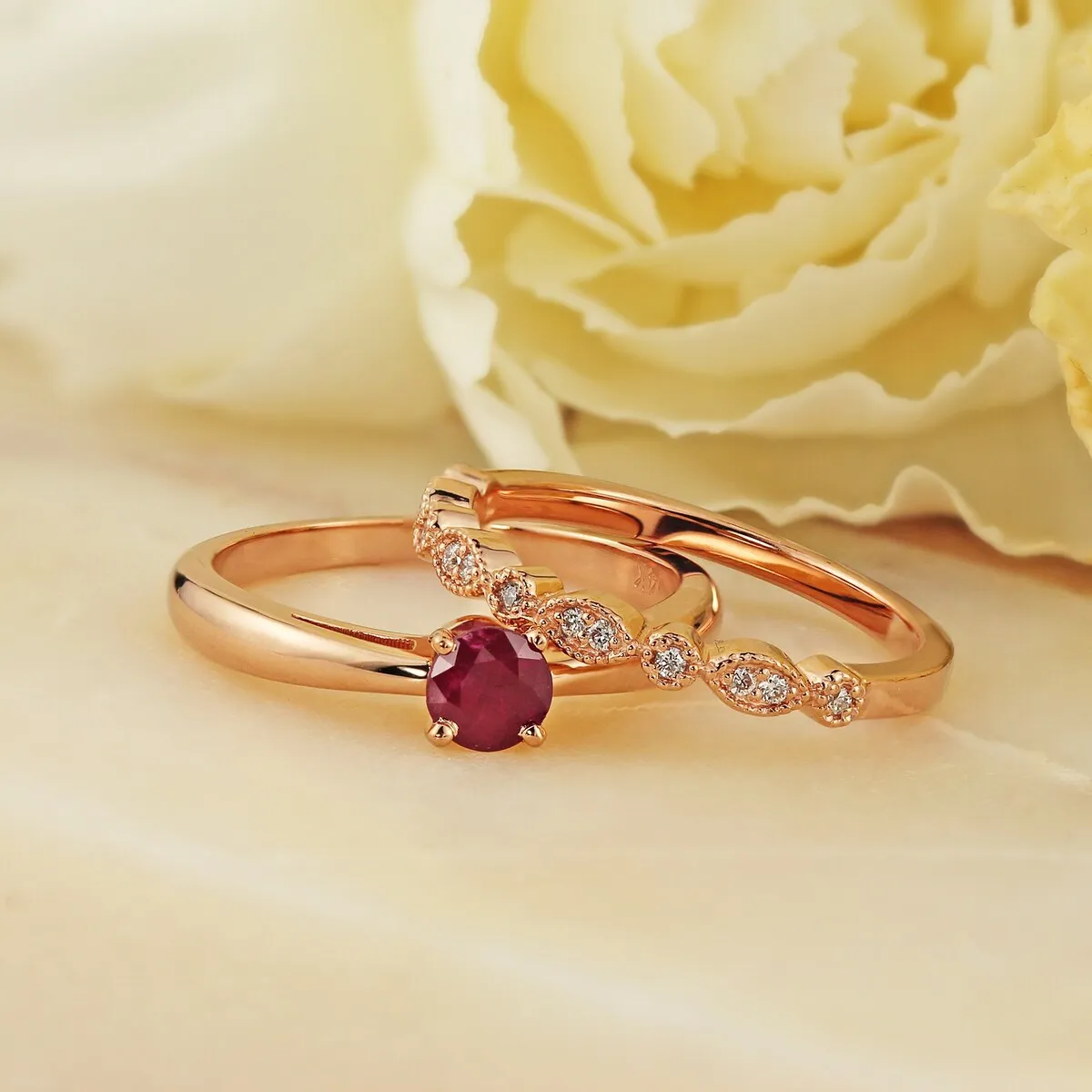 Auriya 14k Gold 1/2ctw Vintage Solitaire Ruby Engagement Ring Set 1/6ctw sold by Zulily