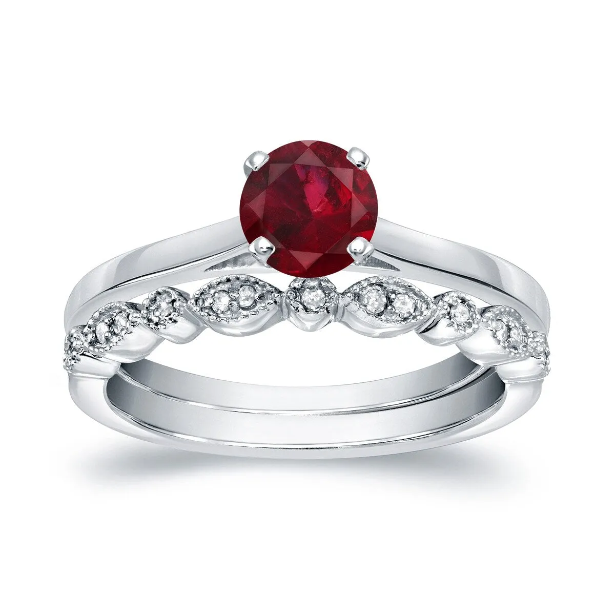 Auriya 14k Gold 1/2ctw Vintage Solitaire Ruby Engagement Ring Set 1/6ctw sold by Zulily product image thumbnail 5