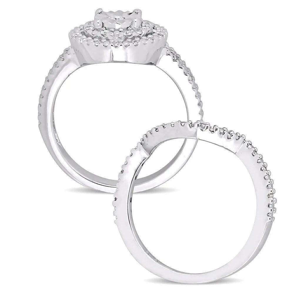Miadora Sterling Silver 1/4ct TDW Diamond Bridal Ring Set sold by Zulily product image thumbnail 5