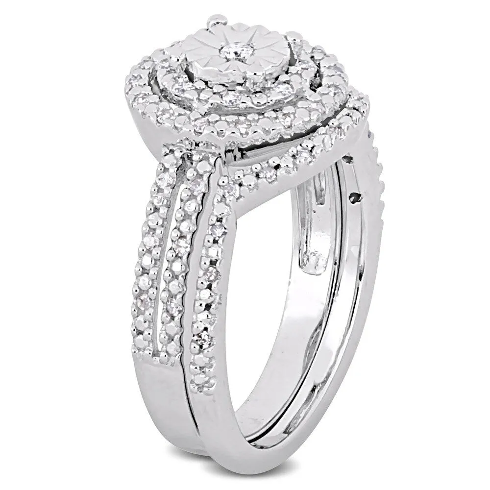 Miadora Sterling Silver 1/4ct TDW Diamond Bridal Ring Set sold by Zulily product image thumbnail 4