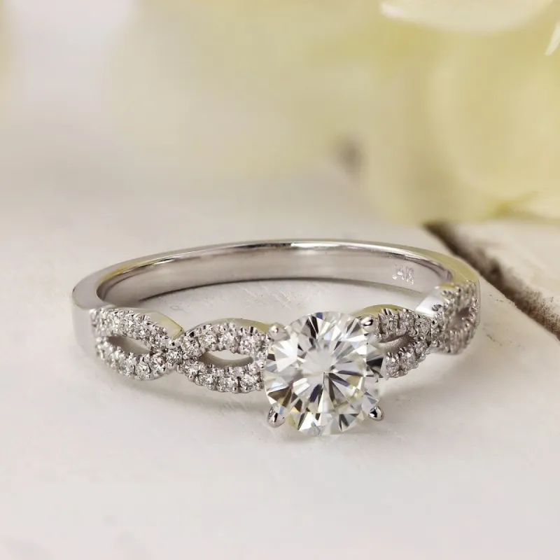 Auriya 14k Gold 3/4ct Moissanite Infinity Diamond Engagement Ring 1/6ctw sold by Zulily