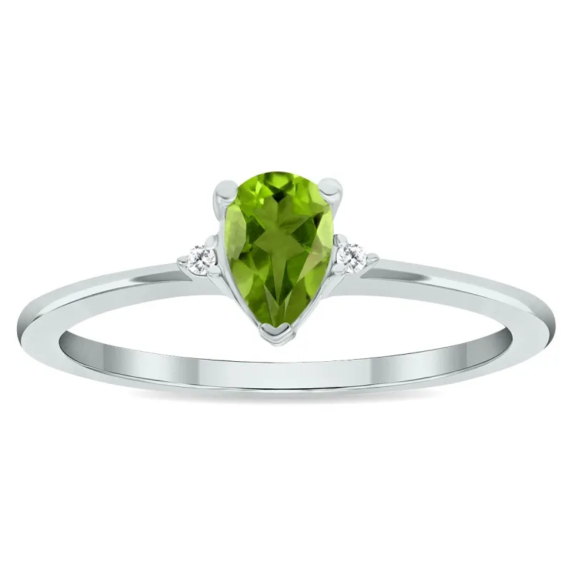 Women's Peridot and Diamond Classic Band in 10K White Gold sold by Zulily