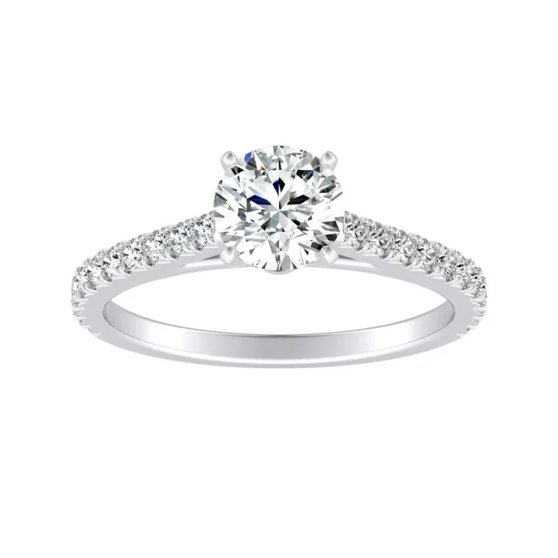 Auriya Round 1/2ct Moissanite and 1/3ctw Diamond Engagement Ring 14k Gold sold by Zulily