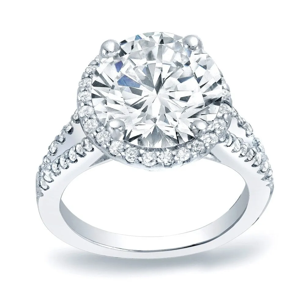 Auriya Round 1 1/5ct Moissanite and 1/2ctw Halo Diamond Engagement Ring 14K Gold sold by Zulily