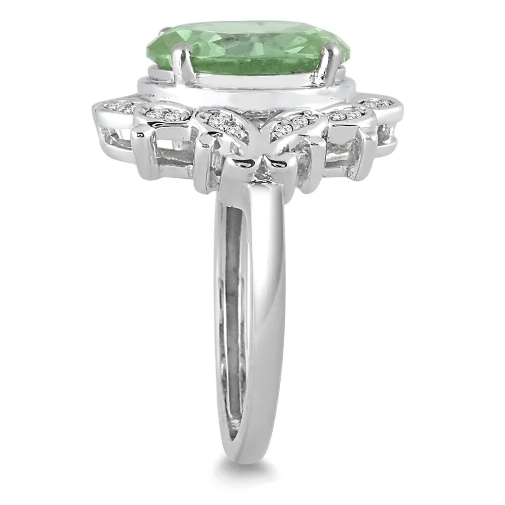 5 Carat Green Amethyst and Diamond Ring in 10K White Gold sold by Zulily product image thumbnail 2