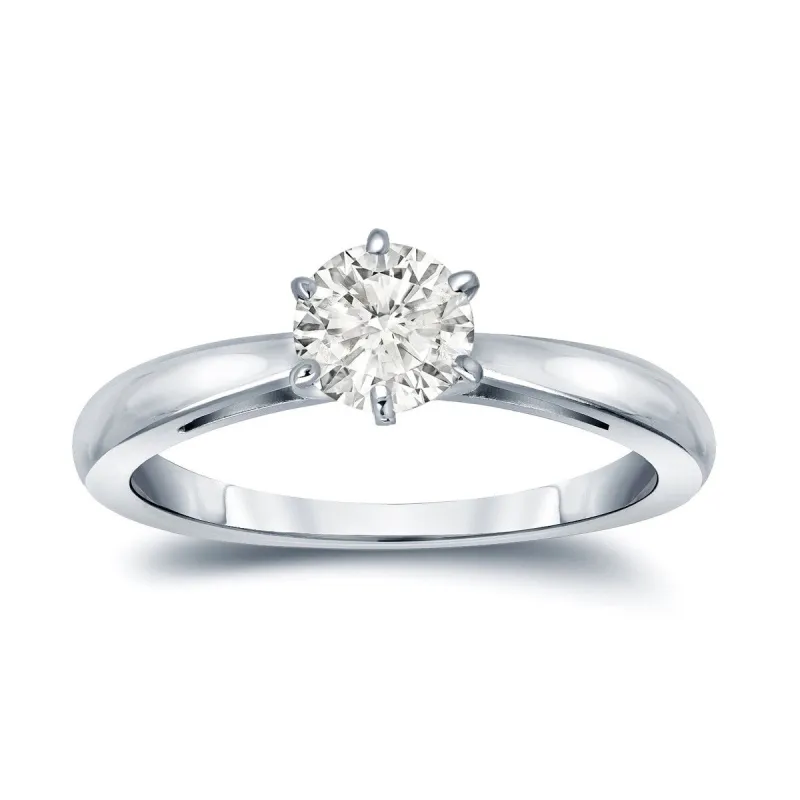 Auriya 14k Gold 1/3ctw Round Solitaire Diamond Engagement Ring 6-Prong sold by Zulily