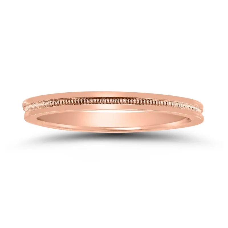 2MM Center Milgrain Wedding Band in 14K Rose Gold sold by Zulily