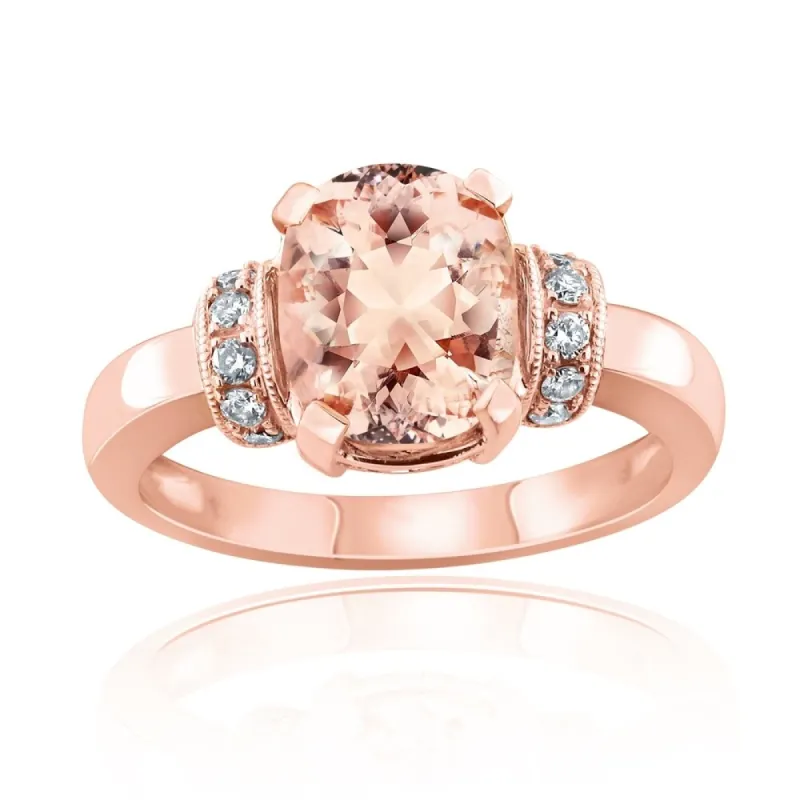Auriya 2 1/2ct Cushion Morganite and 1/6ctw Diamond Engagement Ring 10-karat Rose Gold sold by Zulily