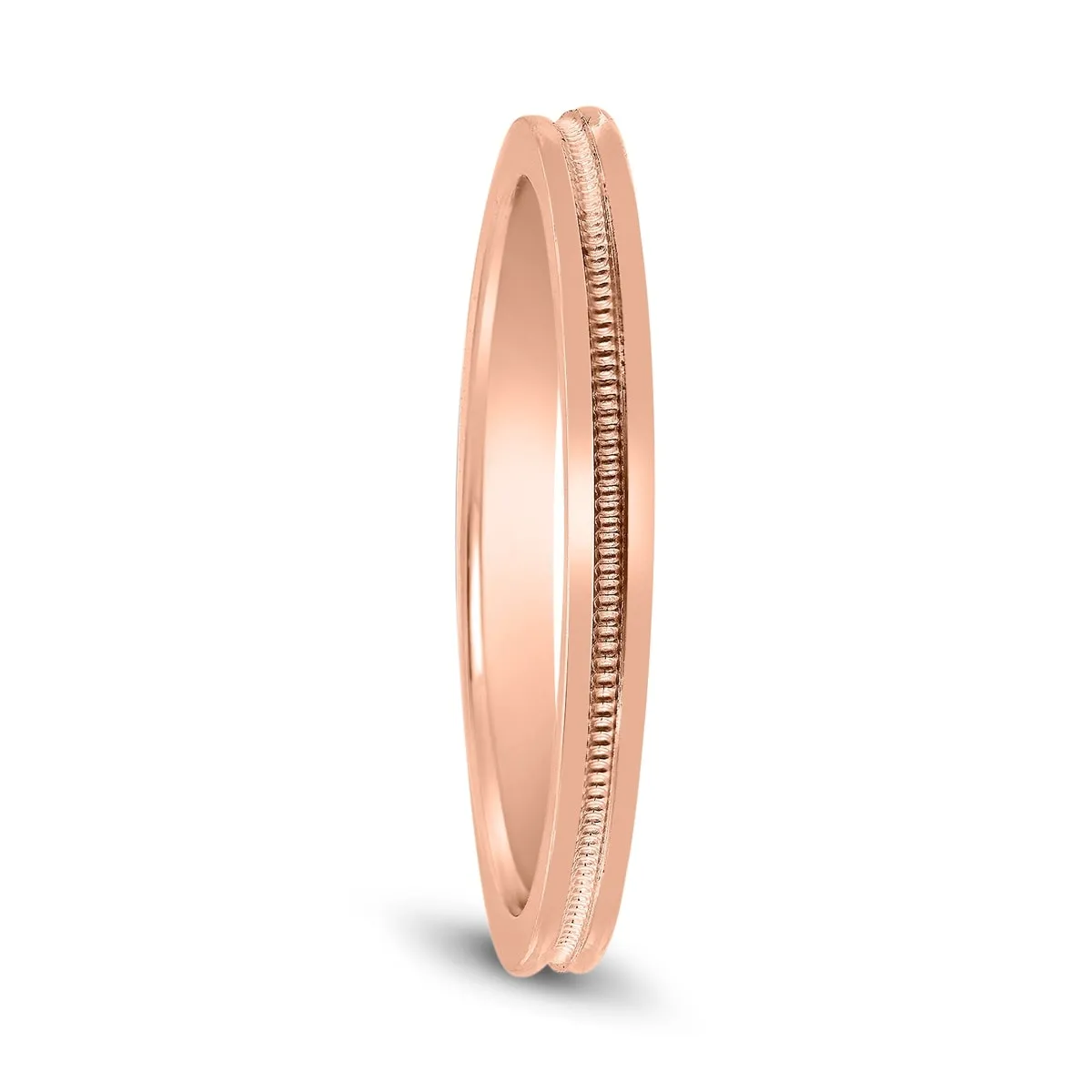 2MM Center Milgrain Wedding Band in 14K Rose Gold sold by Zulily product image thumbnail 2
