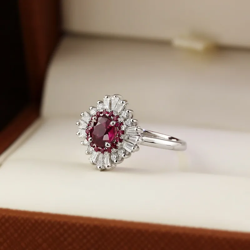 Auriya 1 1/6ct Red Ruby and Diamond Ballerina Engagement Ring 5/8ctw 14k Gold sold by Zulily