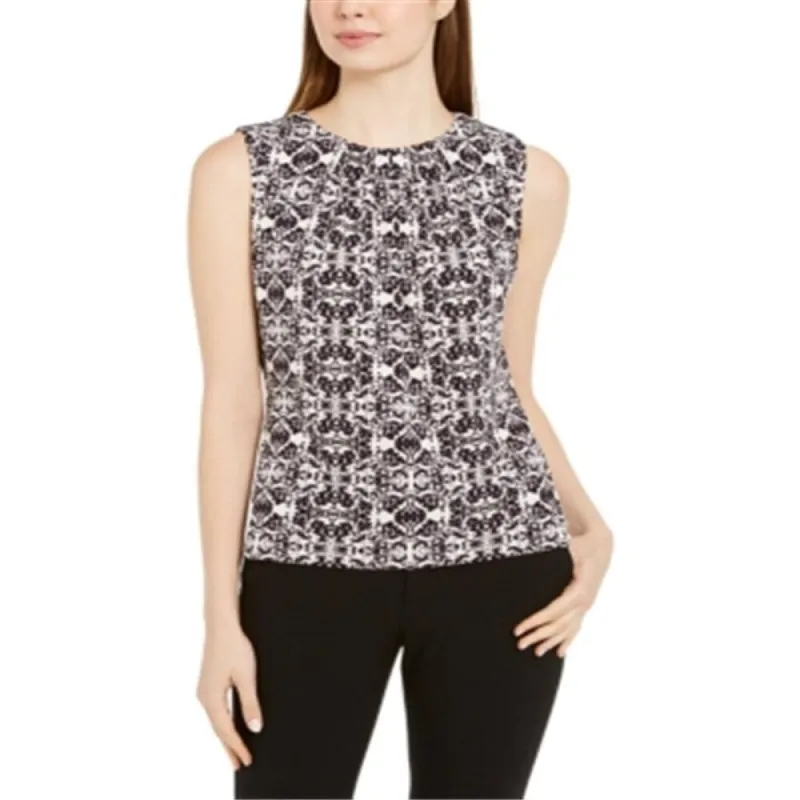 Calvin Klein Women's Printed Sleeveless Top White Size Petite XL sold by Zulily