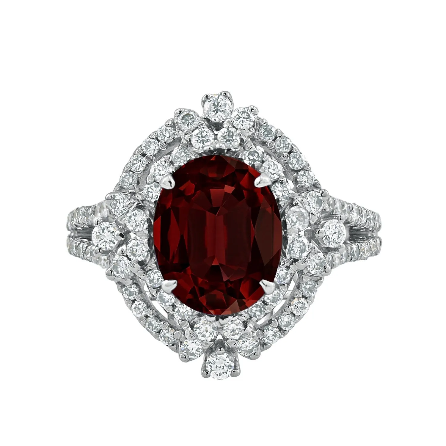 Auriya Vintage 2 7/8ct Oval Garnet Halo Diamond Ring 3/4ctw 18K Gold sold by Zulily product image thumbnail 2